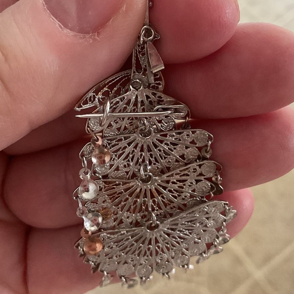 STERLING silver 925/Gold plated Peacock pendant/pin - Picture 12 of 14
